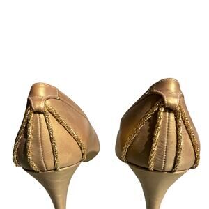 NWOT Vintage Stuart Weitzman Evening Pump Pointed Toe Heel Gold Braided Detail 9